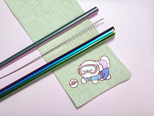 🌿eco-friendly reusable boba & heart shaped straws🌿