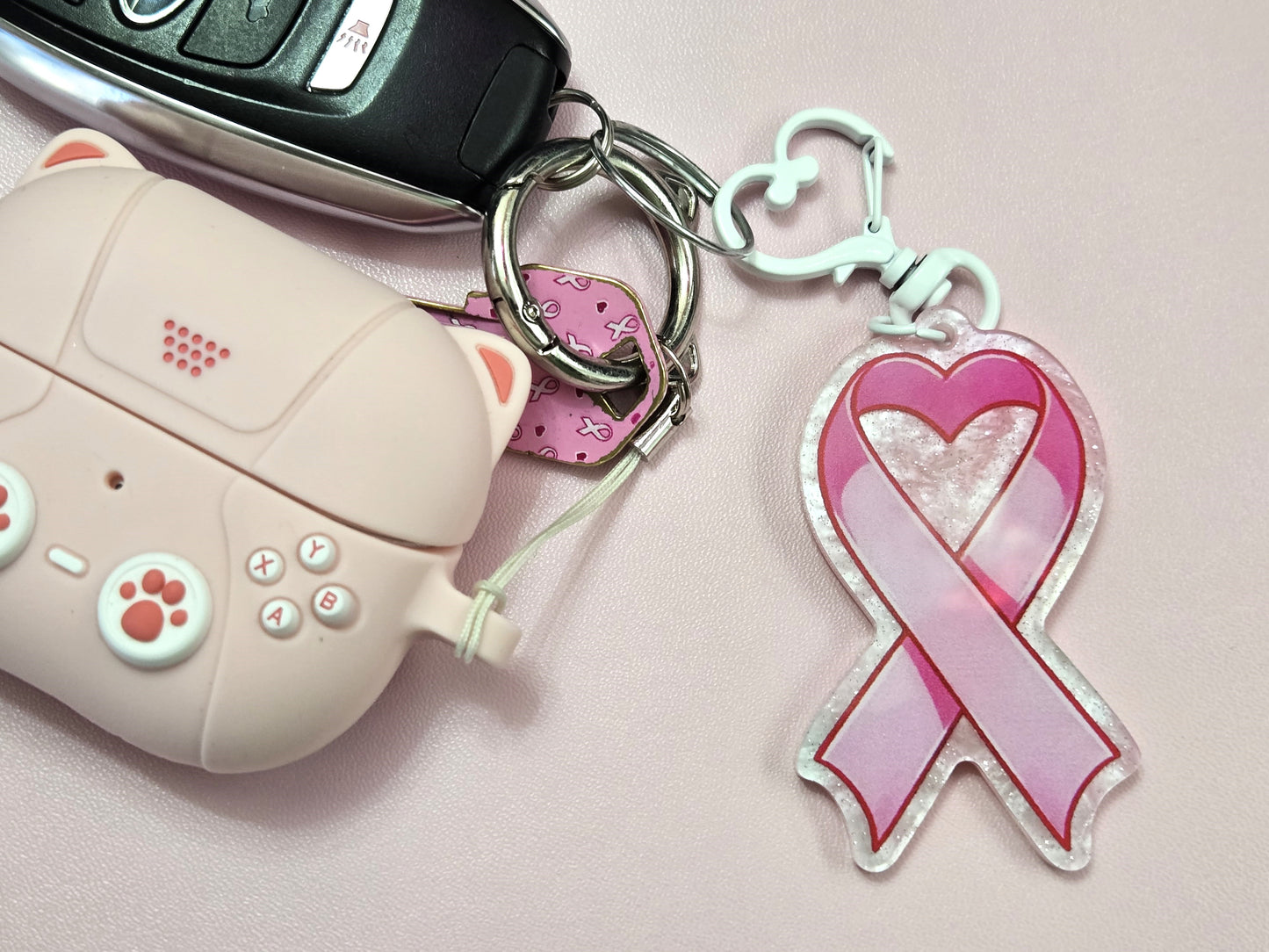 ♡ Breast Cancer acrylic charm keychain ♡