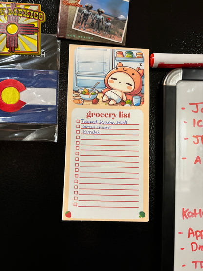 🍓magnetic grocery list notepad - with adhesive pen holder🥝