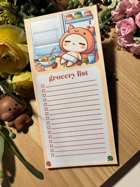 🍓magnetic grocery list notepad - with adhesive pen holder🥝