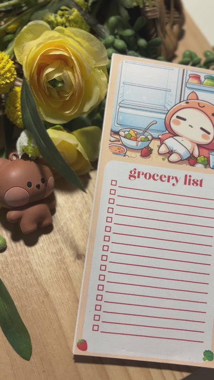 🍓magnetic grocery list notepad - with adhesive pen holder🥝