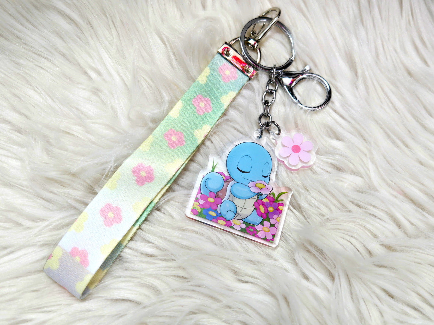 ✿ blissful fields ✿ - double acrylic charm keychain & flower lanyard