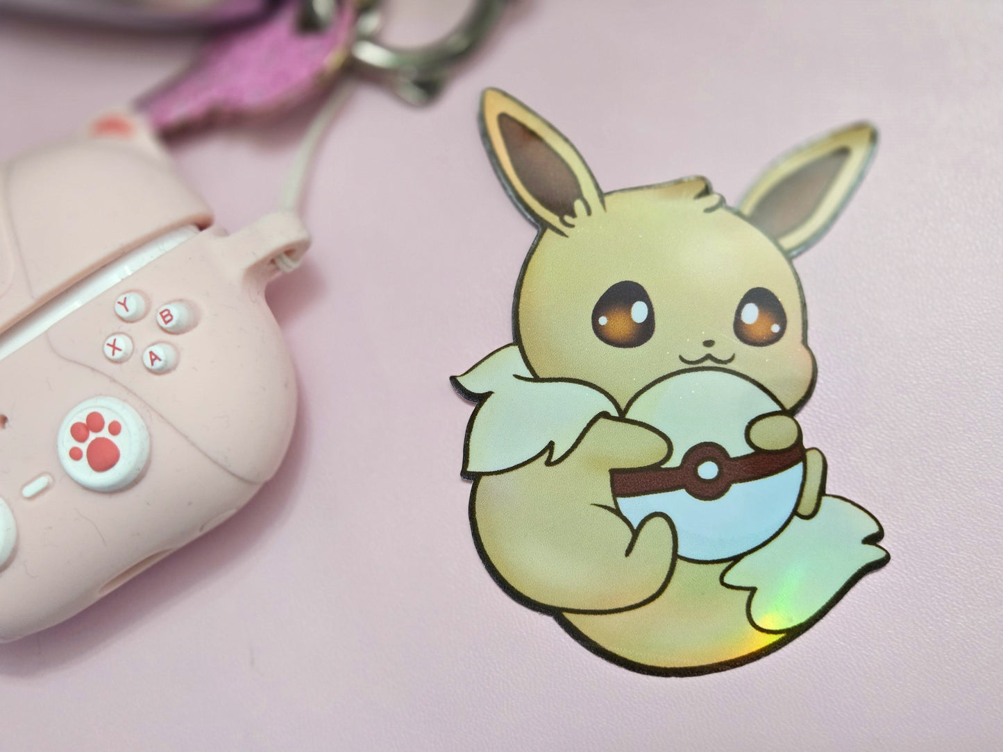 ✿ eevee holding pokeball themed